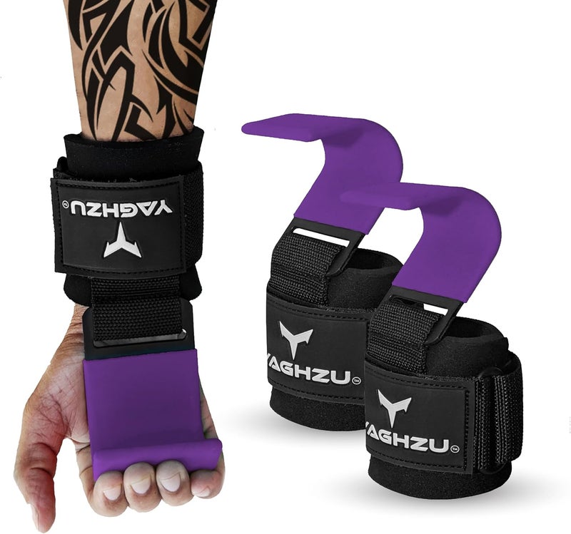YAGHZU Weight Lifting Hooks, Padded Weight Lifting Straps Wrist Straps for Men and Women, Premium Deadlift Straps for Weightlifting and Powerlifting, Weight Lifting Gloves for Pull Ups - Image 1
